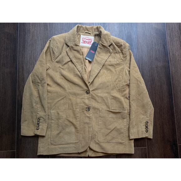 Levi Strauss Corduroy Blazer Jacket Men’s Size S NWT Tan Casual Cotton Lined